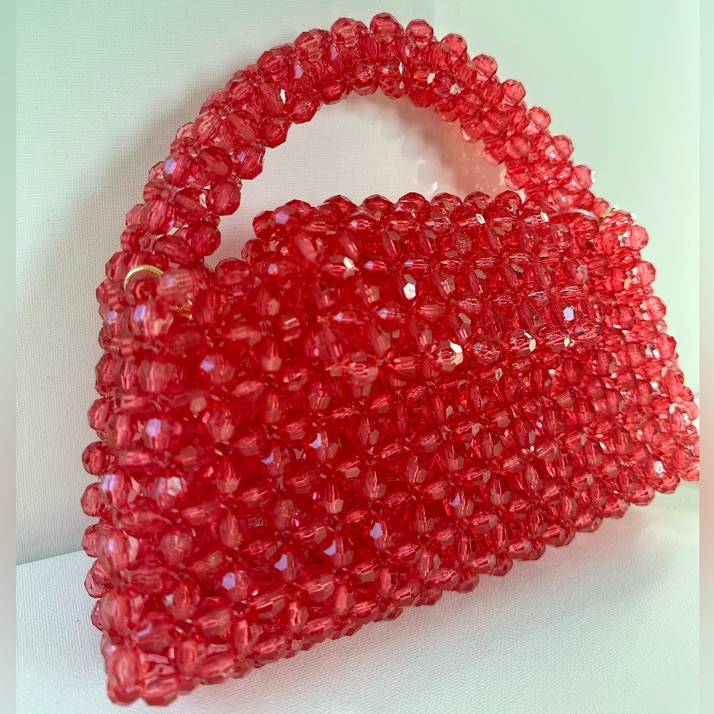 Viral Red Beaded Handbag - Elegant Statement Bag